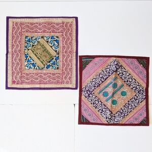 2 Boho Indian patchwork cushion covers
